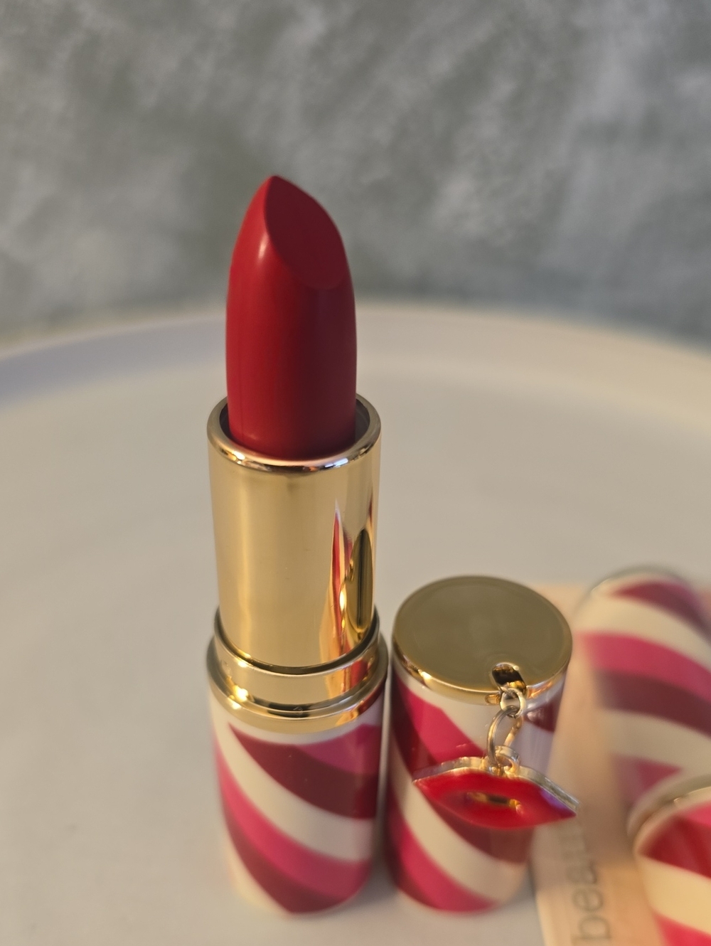 Charm Lipstick Color Blush Bloom, Red Floral Case With Charm New